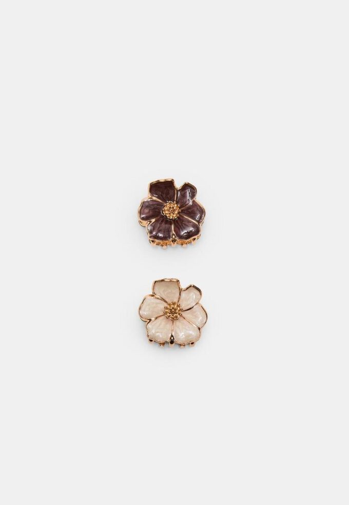 2er-Set Haarspangen mit Emaille-Blumen
