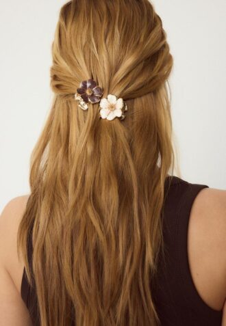 2er-Set Haarspangen mit Emaille-Blumen