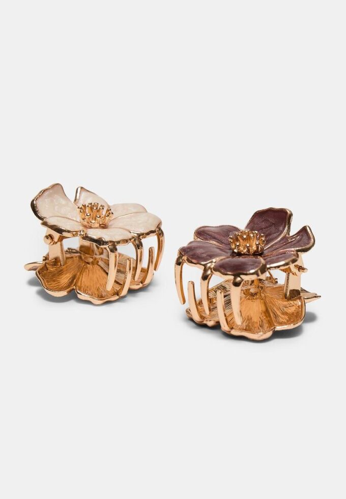 2er-Set Haarspangen mit Emaille-Blumen