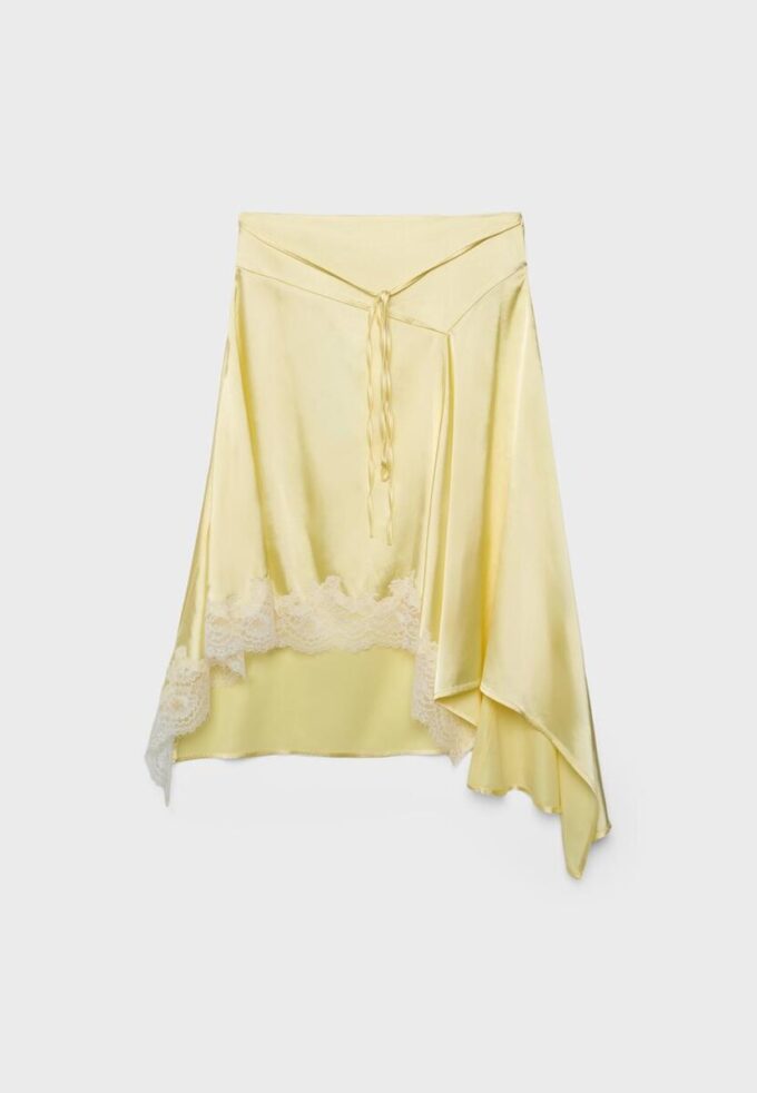 Asymmetrischer Midirock aus Satin