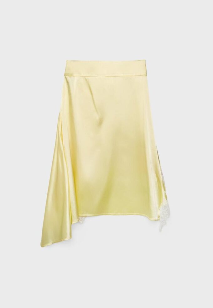Asymmetrischer Midirock aus Satin