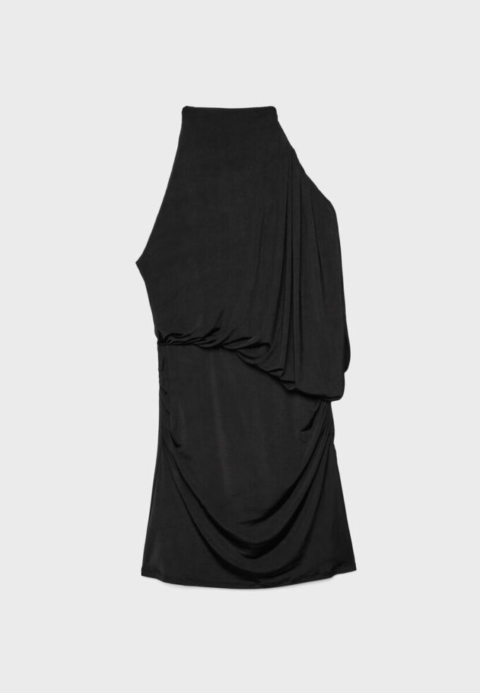 Asymmetrisches, drapiertes kurzes Short-Kleid
