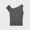 Asymmetrisches T-Shirt mit Knöpfen Asymmetrisches T-Shirt mit Knöpfen