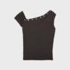 Asymmetrisches T-Shirt mit Knöpfen Asymmetrisches T-Shirt mit Knöpfen