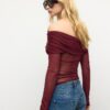 Asymmetrisches Tüll-T-Shirt Asymmetrisches Tüll-T-Shirt