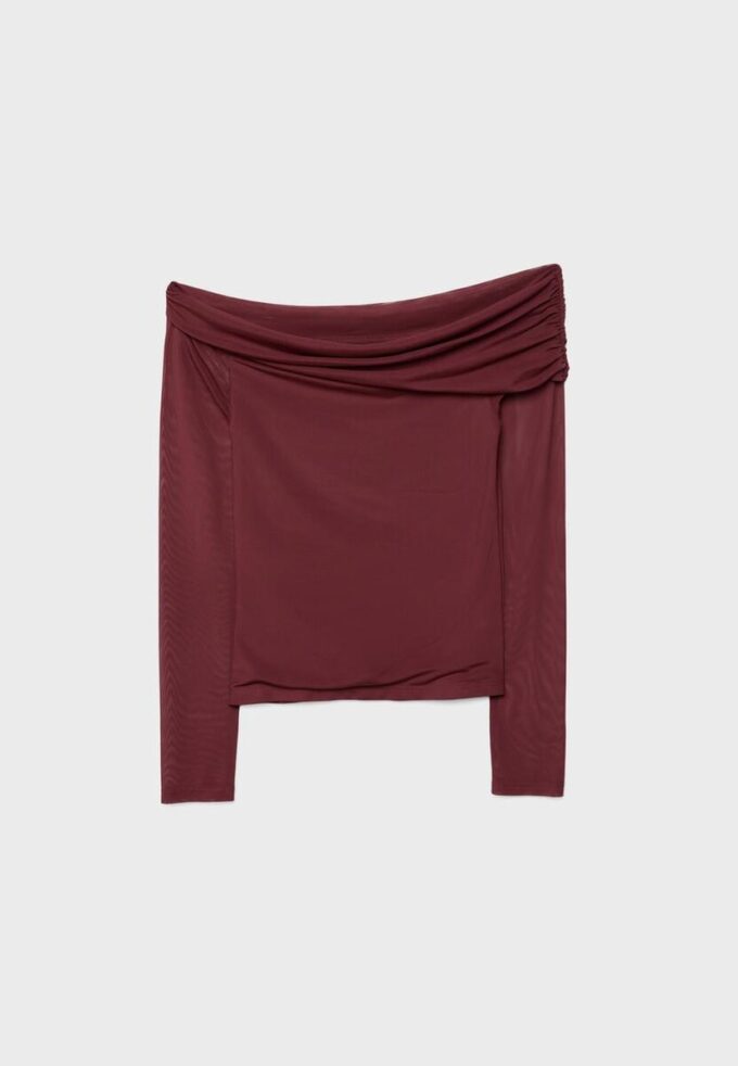 Asymmetrisches Tüll-T-Shirt Asymmetrisches Tüll-T-Shirt