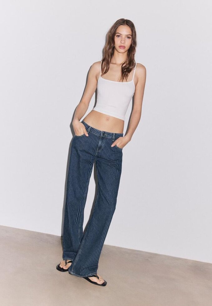Baggy-Jeans mit Streifen und mittlerer Leibhöhe Baggy-Jeans mit Streifen und mittlerer Leibhöhe