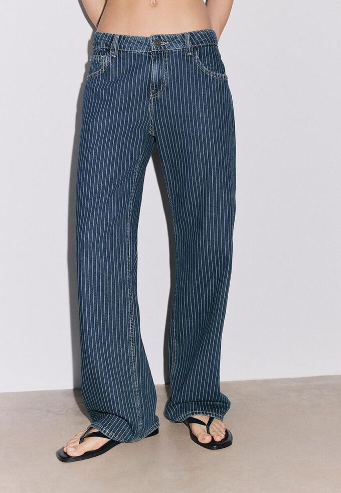 Baggy-Jeans mit Streifen und mittlerer Leibhöhe Baggy-Jeans mit Streifen und mittlerer Leibhöhe