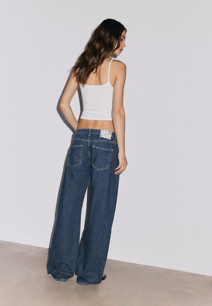Baggy-Jeans mit Streifen und mittlerer Leibhöhe Baggy-Jeans mit Streifen und mittlerer Leibhöhe