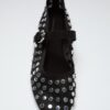Ballerinas aus Mesh mit Nieten
