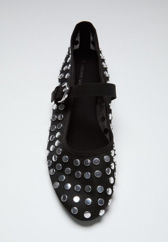 Ballerinas aus Mesh mit Nieten