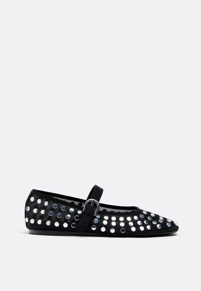 Ballerinas aus Mesh mit Nieten