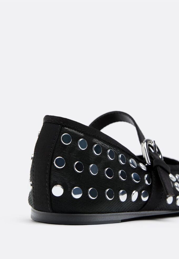 Ballerinas aus Mesh mit Nieten