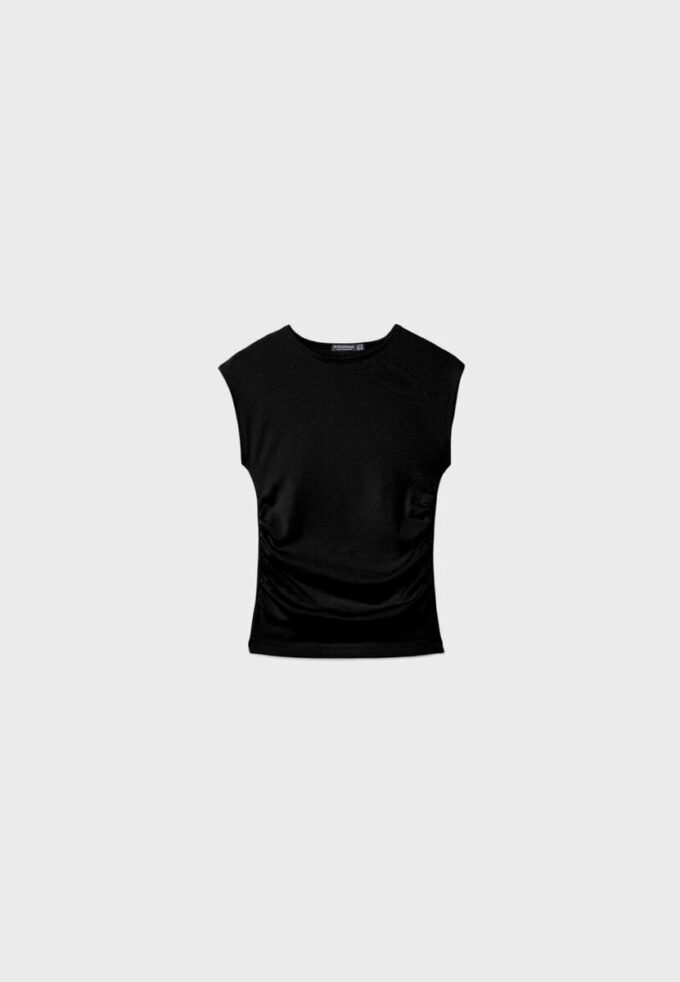 Basics gerafftes, figurbetontes T-Shirt