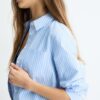 Basics-gestreiftes Popeline-Hemd mit Tasche
