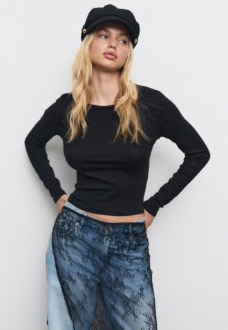 Basics-Langarm-T-Shirt aus Baumwolle