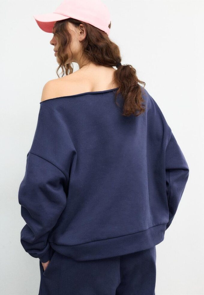 Basics-Sweatshirt mit schulterfreiem Ausschnitt