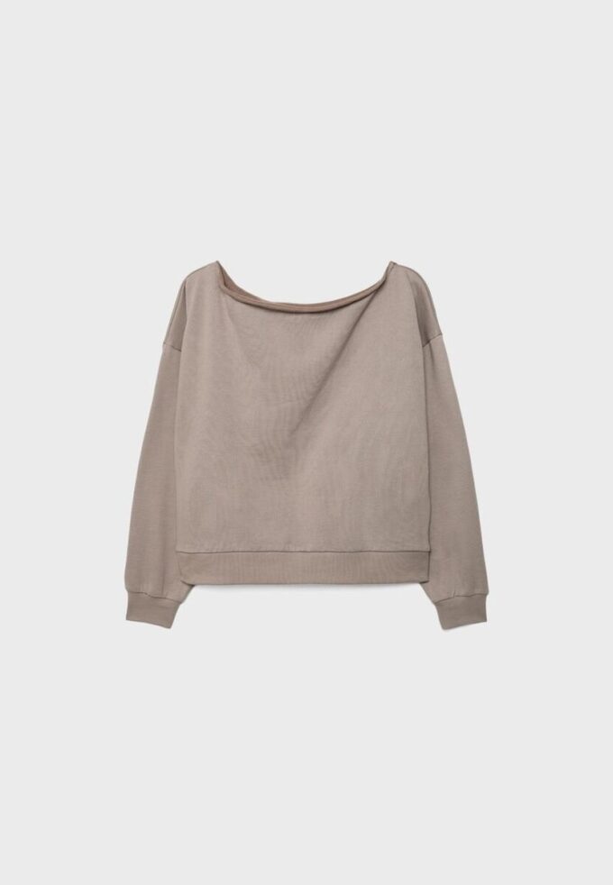 Basics-Sweatshirt mit schulterfreiem Ausschnitt