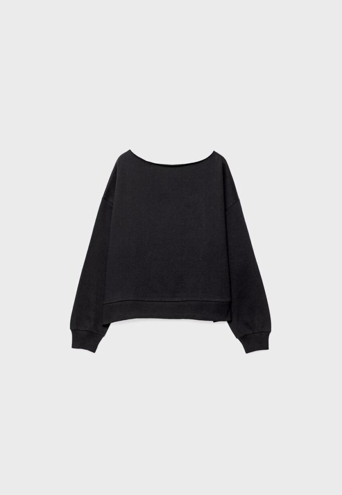Basics-Sweatshirt mit schulterfreiem Ausschnitt