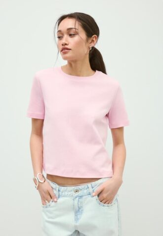 Basics-T-Shirt mit normaler Passform und schwerem Stoff