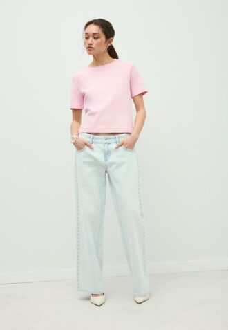 Basics-T-Shirt mit normaler Passform und schwerem Stoff