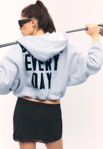 Bedrucktes Bomber-Sweatshirt mit Kapuze