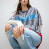 Bedrucktes, gestreiftes Kurzarm-T-Shirt Bedrucktes, gestreiftes Kurzarm-T-Shirt