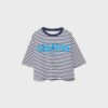 Bedrucktes, gestreiftes Kurzarm-T-Shirt Bedrucktes, gestreiftes Kurzarm-T-Shirt