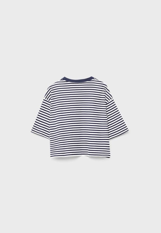 Bedrucktes, gestreiftes Kurzarm-T-Shirt Bedrucktes, gestreiftes Kurzarm-T-Shirt