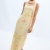 Bedrucktes Midi-Kleid aus Tüll mit Schal Bedrucktes Midi-Kleid aus Tüll mit Schal