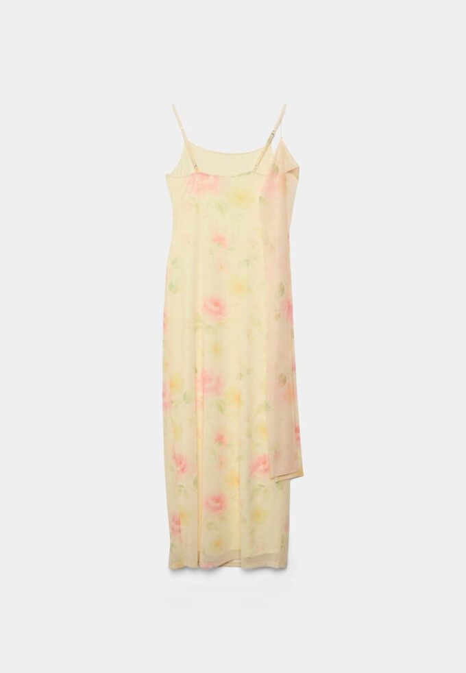 Bedrucktes Midi-Kleid aus Tüll mit Schal Bedrucktes Midi-Kleid aus Tüll mit Schal