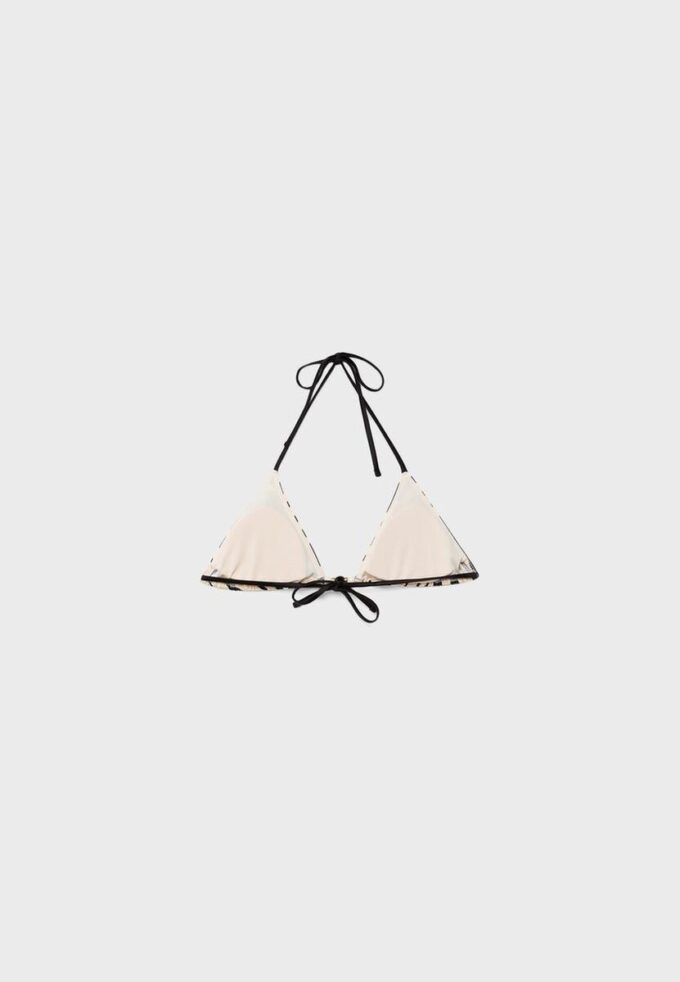 Bedrucktes Satin-Triangel-Bikini-Oberteil Bedrucktes Satin-Triangel-Bikini-Oberteil