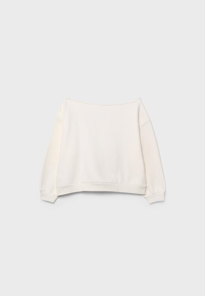Bedrucktes Sweatshirt mit U-Boot-Ausschnitt Bedrucktes Sweatshirt mit U-Boot-Ausschnitt