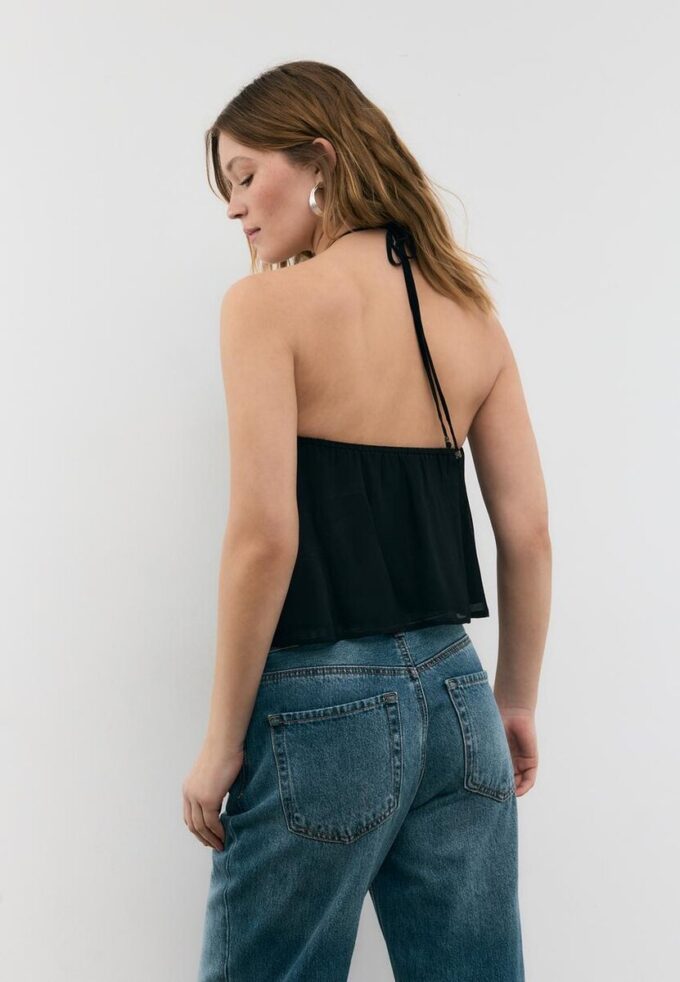 Besticktes Neckholder-Oberteil Besticktes Neckholder-Oberteil
