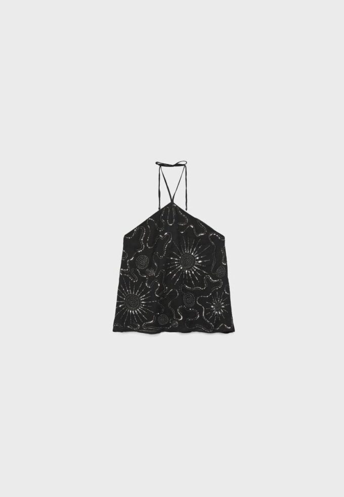 Besticktes Neckholder-Oberteil Besticktes Neckholder-Oberteil