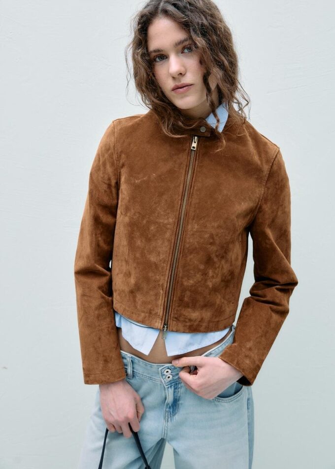 Bikerjacke aus 100 % Leder