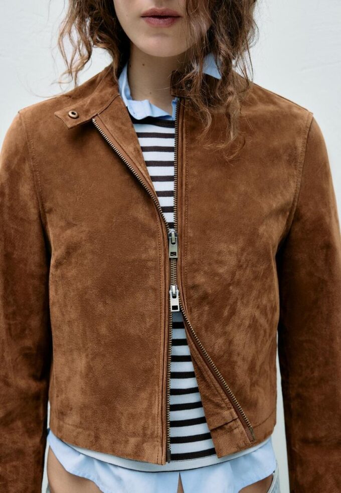 Bikerjacke aus 100 % Leder