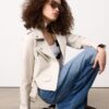 Bikerjacke aus Kunstleder mit Gürtel