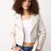 Bikerjacke aus Kunstleder mit Gürtel