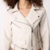 Bikerjacke aus Kunstleder mit Gürtel