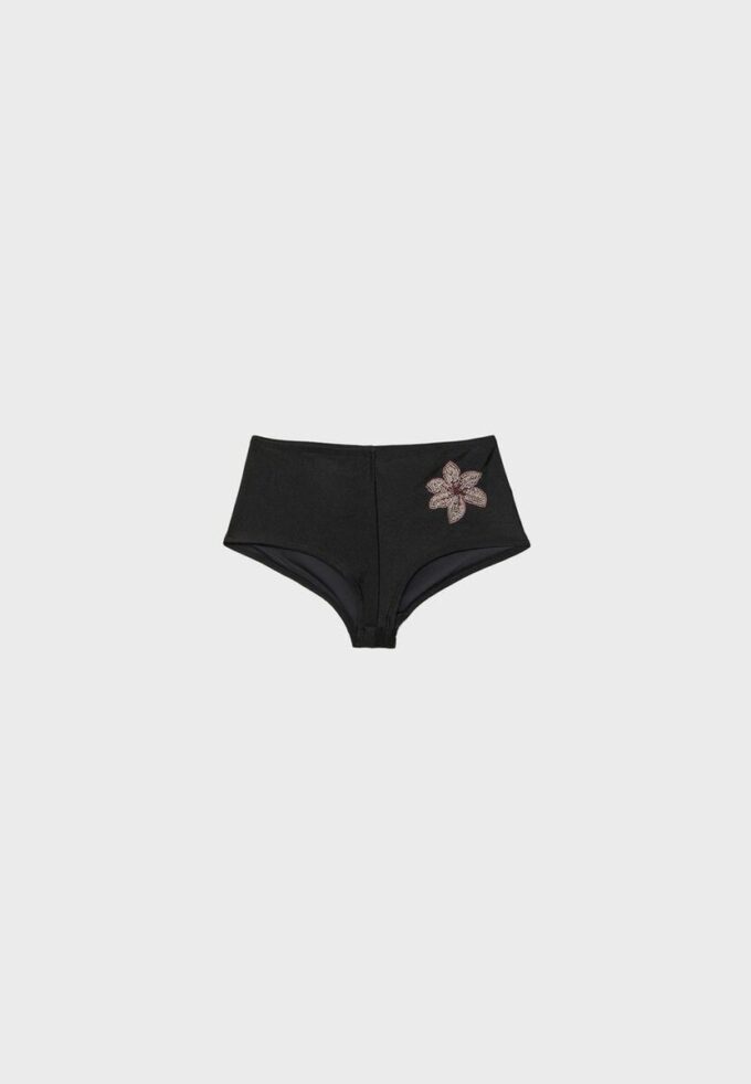 Bikini-Höschen mit gestickten Blumen