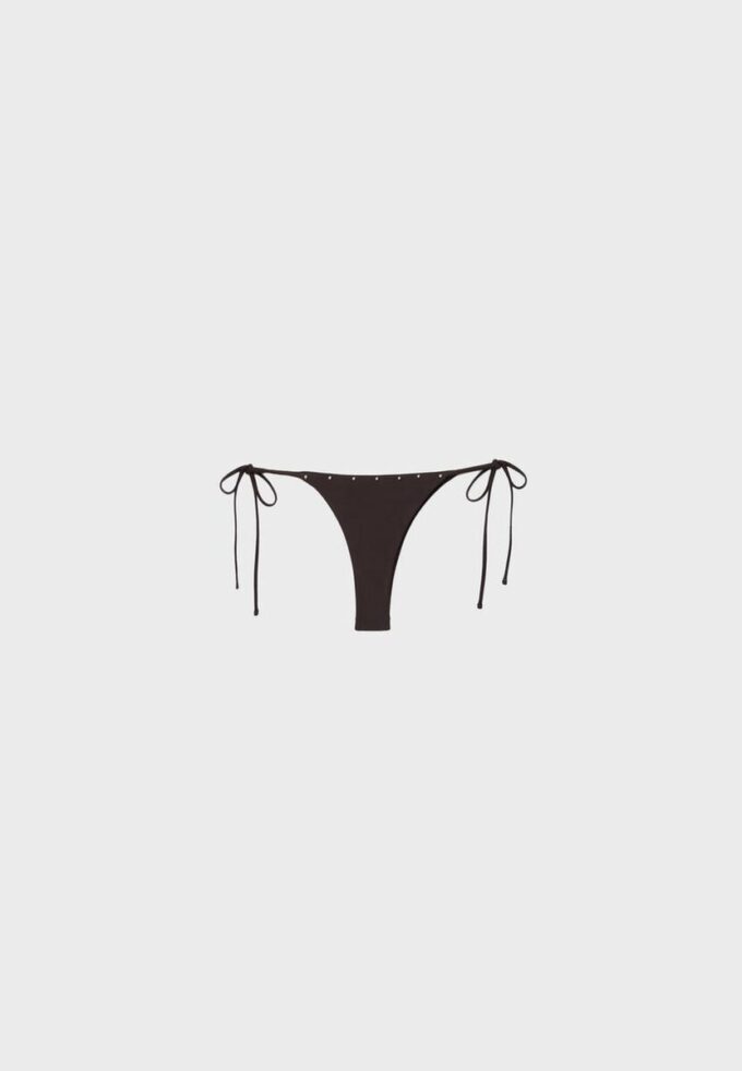 Bikini-Höschen mit Nieten und seitlichen Bändern