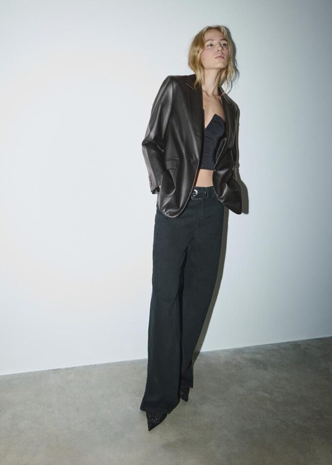 Blazer in Regular Fit mit Lederoptik