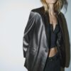 Blazer in Regular Fit mit Lederoptik