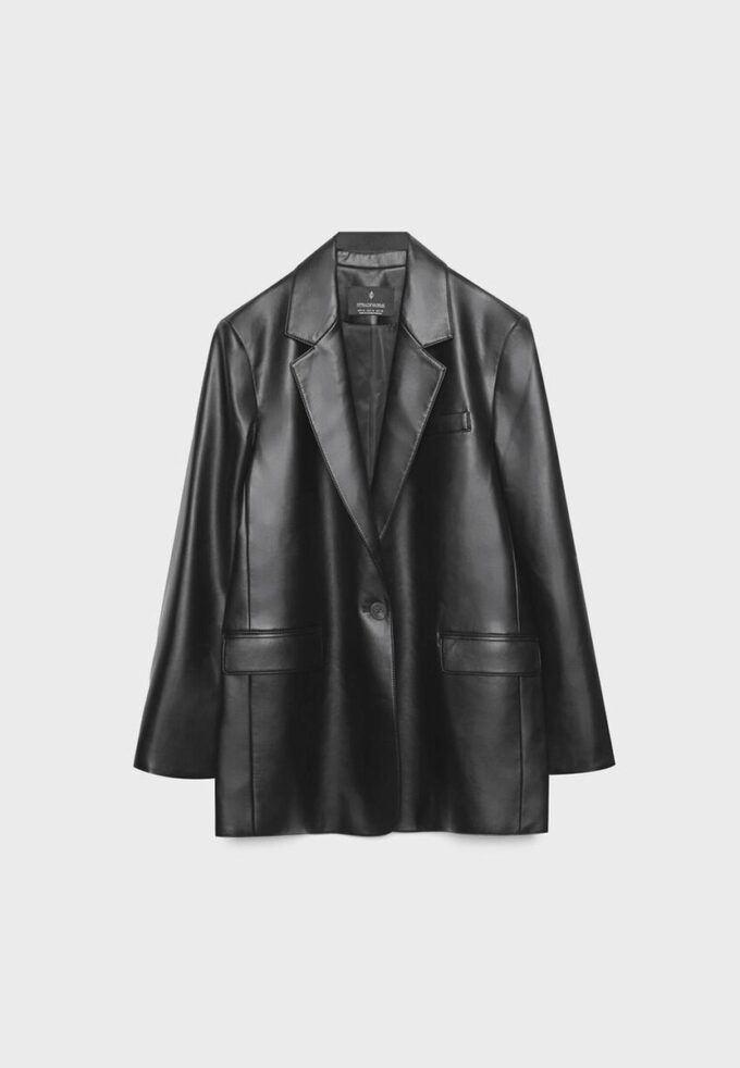 Blazer in Regular Fit mit Lederoptik