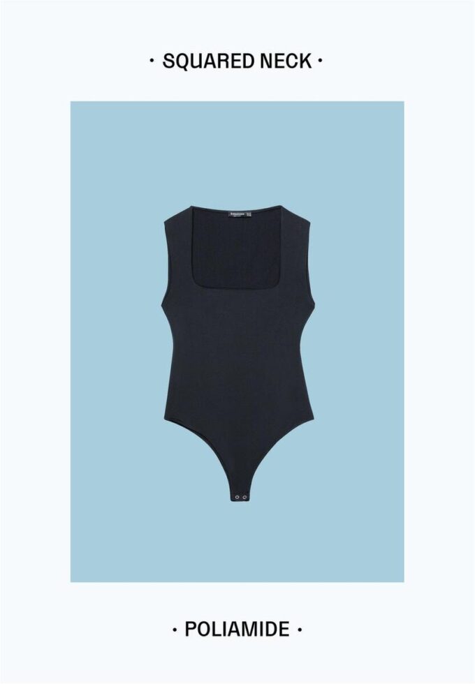 Body aus Polyamid mit quadratischem Ausschnitt Body aus Polyamid mit quadratischem Ausschnitt