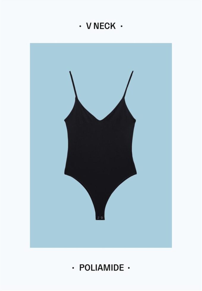 Bodysuit mit V-Ausschnitt und Trägern Bodysuit mit V-Ausschnitt und Trägern