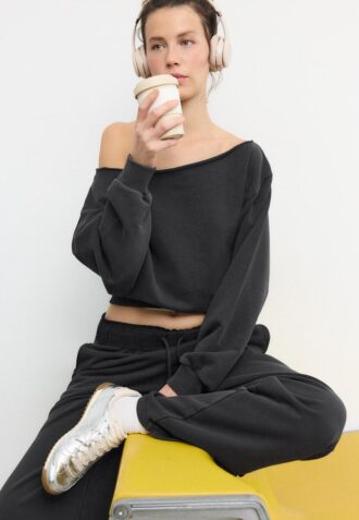 Cropped-Sweatshirt im Washed-Look