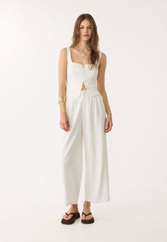 Culotte aus Leinenmischung mit Abnähern