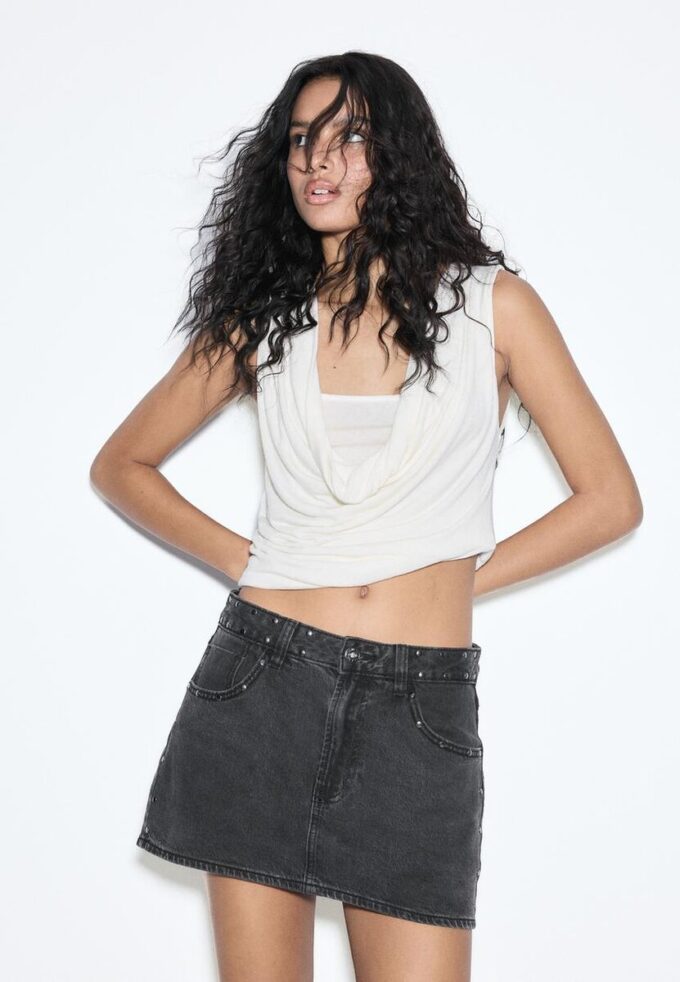 D62 Denim-Skort mit Nieten D62 Denim-Skort mit Nieten